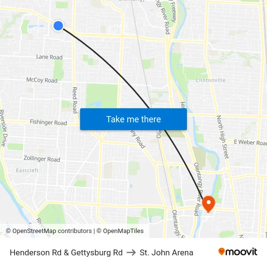 Henderson Rd & Gettysburg Rd to St. John Arena map