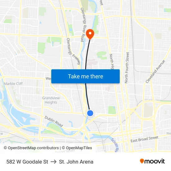 582 W Goodale St to St. John Arena map