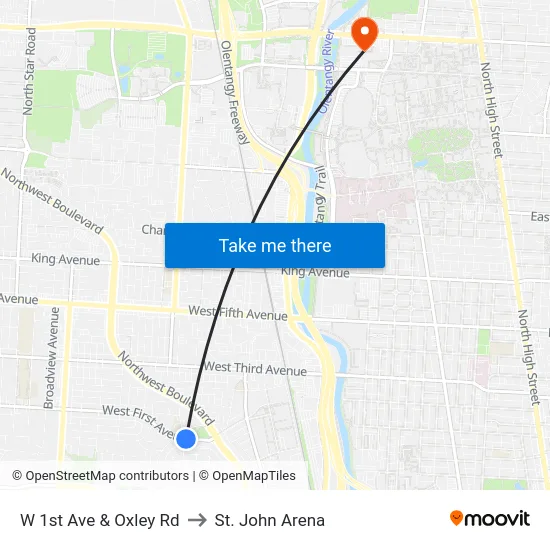 W 1st Ave & Oxley Rd to St. John Arena map