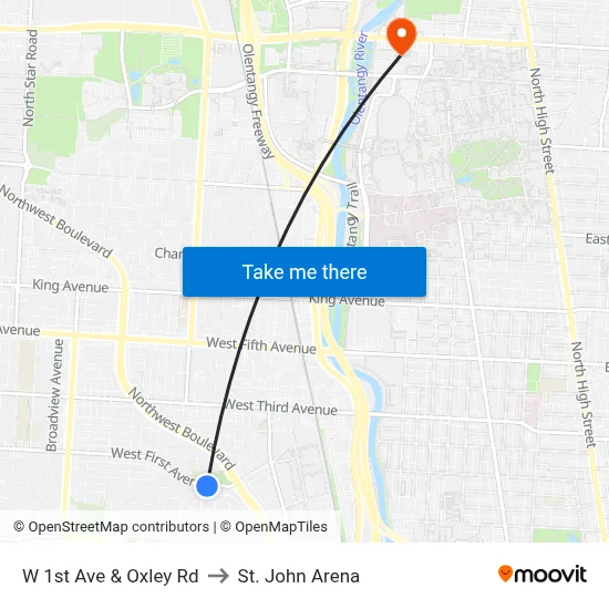 W 1st Ave & Oxley Rd to St. John Arena map