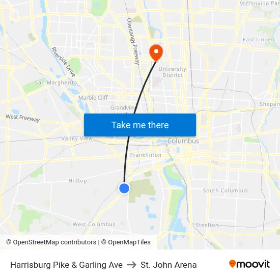 Harrisburg Pike & Garling Ave to St. John Arena map