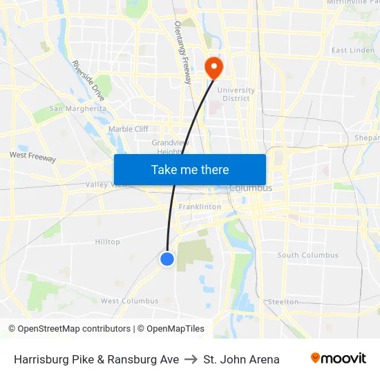 Harrisburg Pike & Ransburg Ave to St. John Arena map