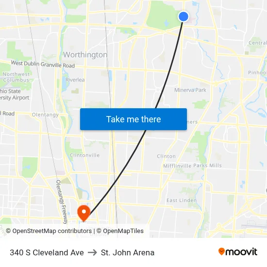 340 S Cleveland Ave to St. John Arena map