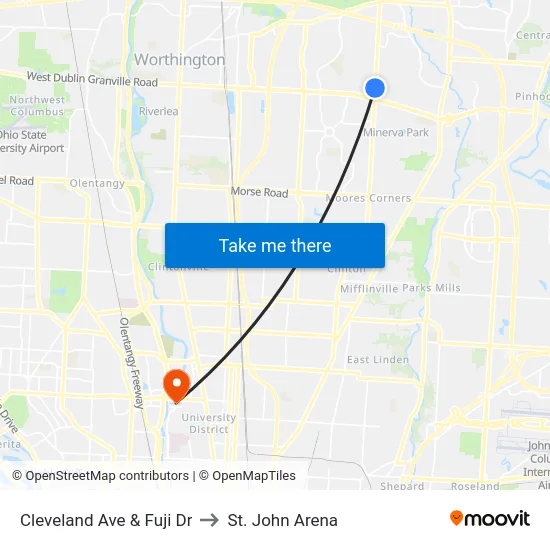 Cleveland Ave & Fuji Dr to St. John Arena map