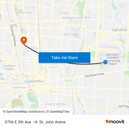 3706 E 5th Ave to St. John Arena map