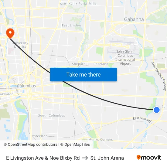 E Livingston Ave & Noe Bixby Rd to St. John Arena map