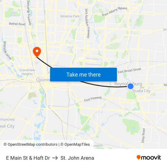 E Main St & Haft Dr to St. John Arena map