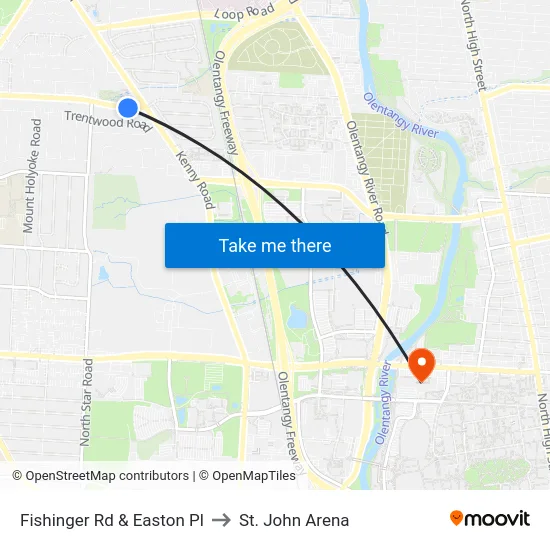 Fishinger Rd & Easton Pl to St. John Arena map