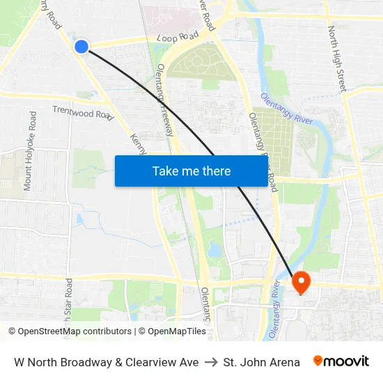 W North Broadway & Clearview Ave to St. John Arena map