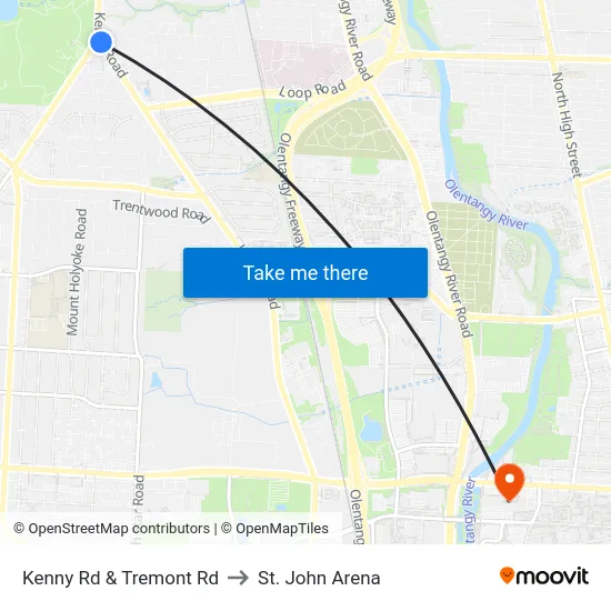 Kenny Rd & Tremont Rd to St. John Arena map