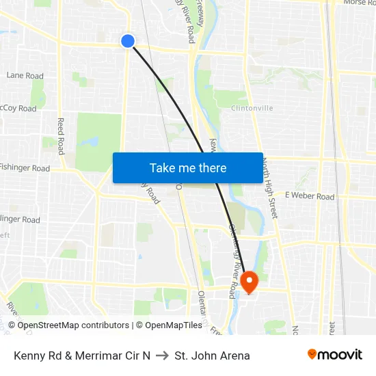 Kenny Rd & Merrimar Cir N to St. John Arena map