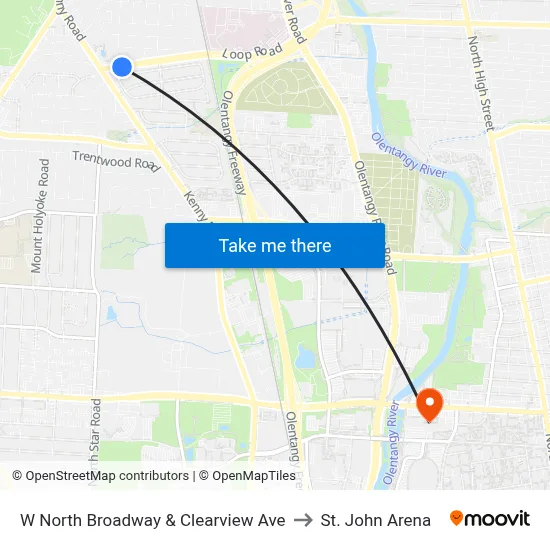 W North Broadway & Clearview Ave to St. John Arena map