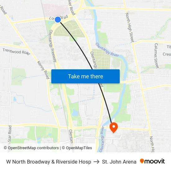 W North Broadway & Riverside Hosp to St. John Arena map