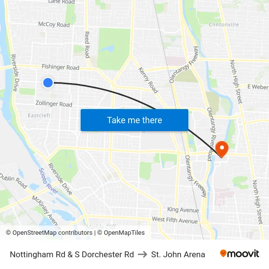 Nottingham Rd & S Dorchester Rd to St. John Arena map