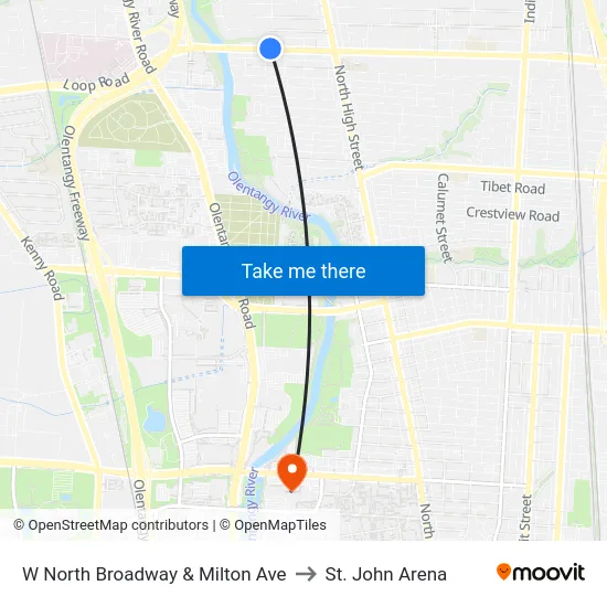 W North Broadway & Milton Ave to St. John Arena map