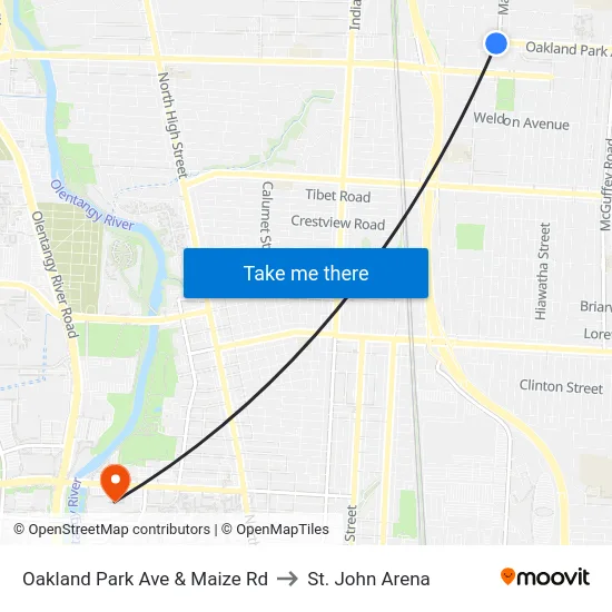 Oakland Park Ave & Maize Rd to St. John Arena map