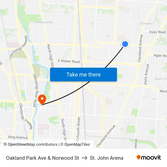 Oakland Park Ave & Norwood St to St. John Arena map