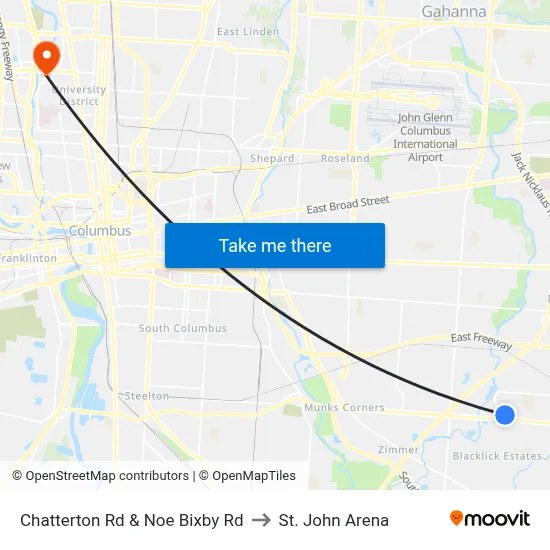 Chatterton Rd & Noe Bixby Rd to St. John Arena map