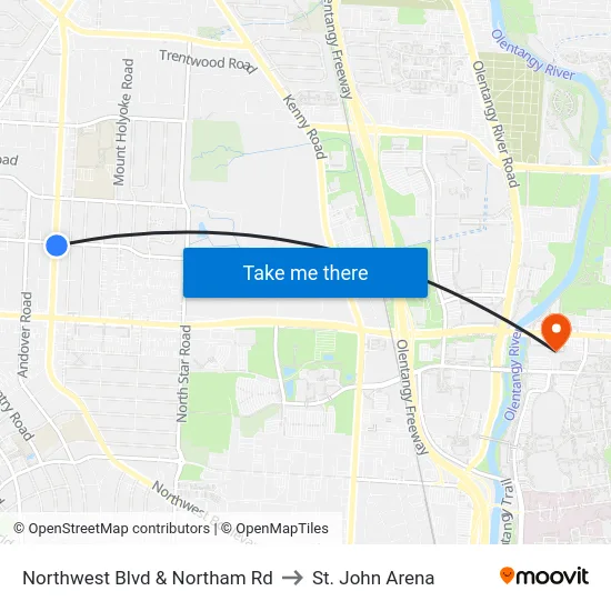 Northwest Blvd & Northam Rd to St. John Arena map
