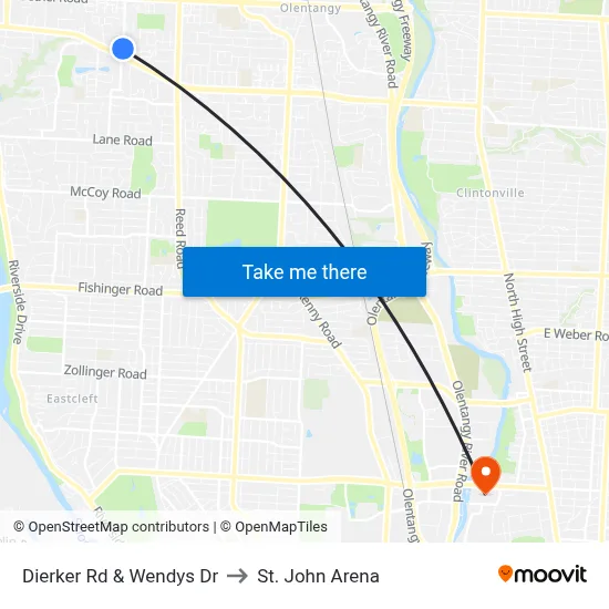 Dierker Rd & Wendys Dr to St. John Arena map