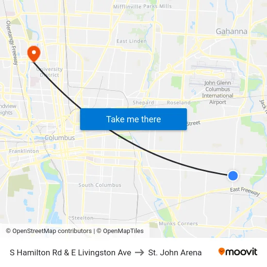 S Hamilton Rd & E Livingston Ave to St. John Arena map