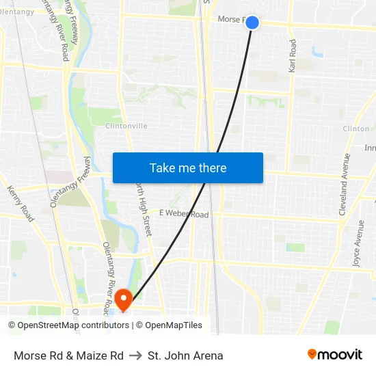 Morse Rd & Maize Rd to St. John Arena map