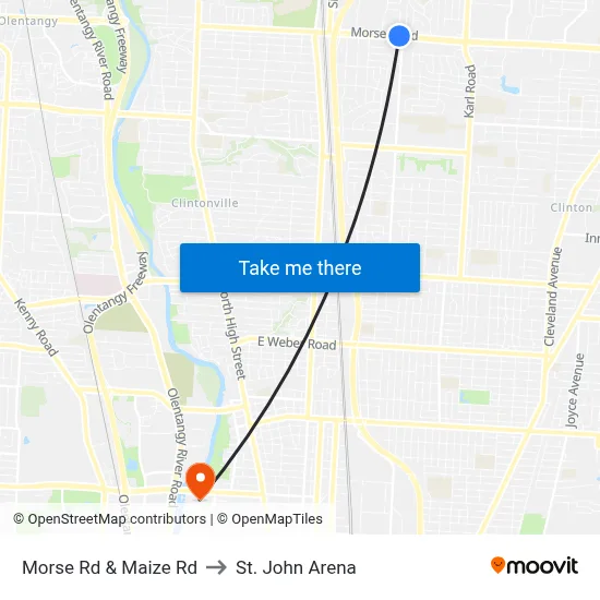 Morse Rd & Maize Rd to St. John Arena map