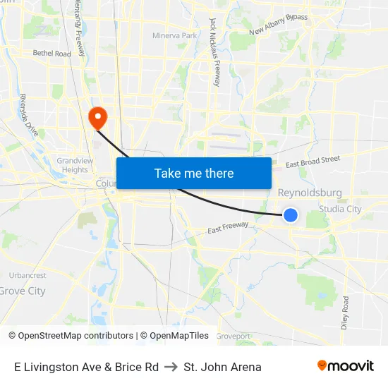 E Livingston Ave & Brice Rd to St. John Arena map