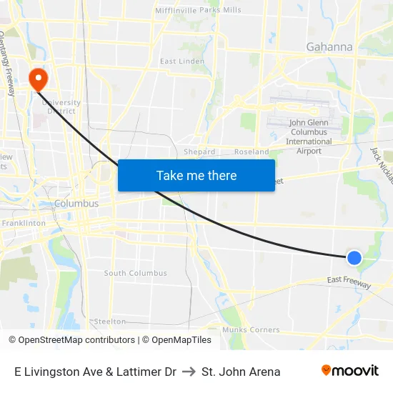 E Livingston Ave & Lattimer Dr to St. John Arena map