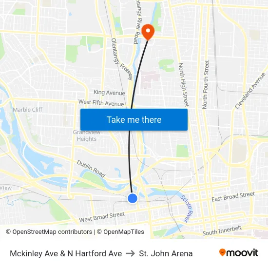Mckinley Ave & N Hartford Ave to St. John Arena map