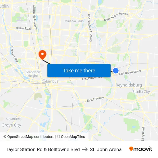 Taylor Station Rd & Belltowne Blvd to St. John Arena map
