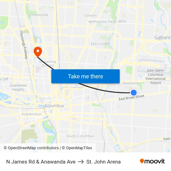 N James Rd & Anawanda Ave to St. John Arena map
