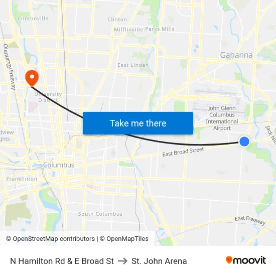 N Hamilton Rd & E Broad St to St. John Arena map