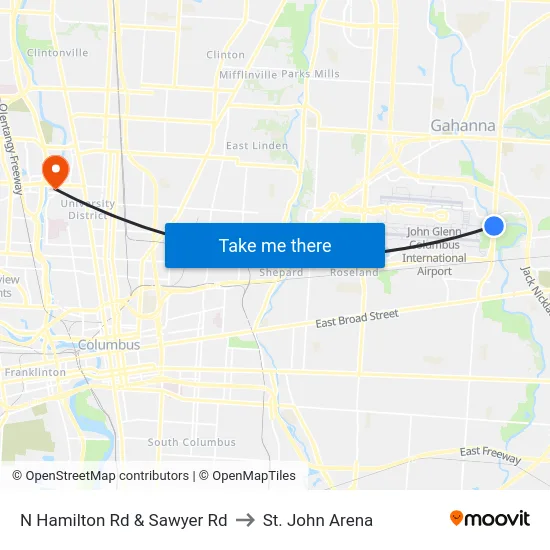 N Hamilton Rd & Sawyer Rd to St. John Arena map