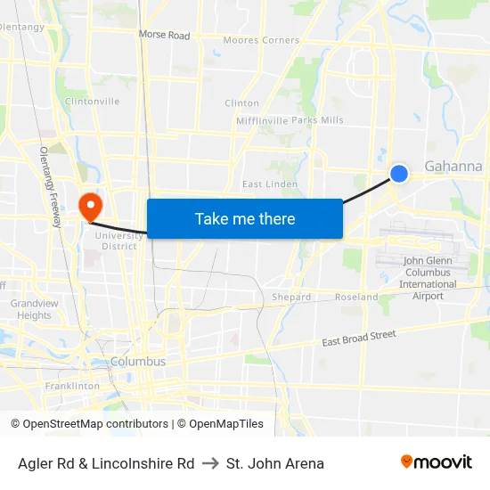Agler Rd & Lincolnshire Rd to St. John Arena map