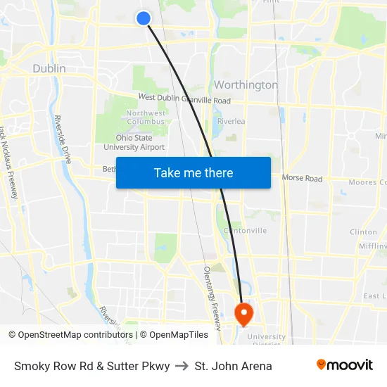 Smoky Row Rd & Sutter Pkwy to St. John Arena map