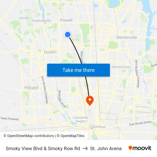 Smoky View Blvd & Smoky Row Rd to St. John Arena map