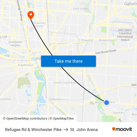 Refugee Rd & Winchester Pike to St. John Arena map