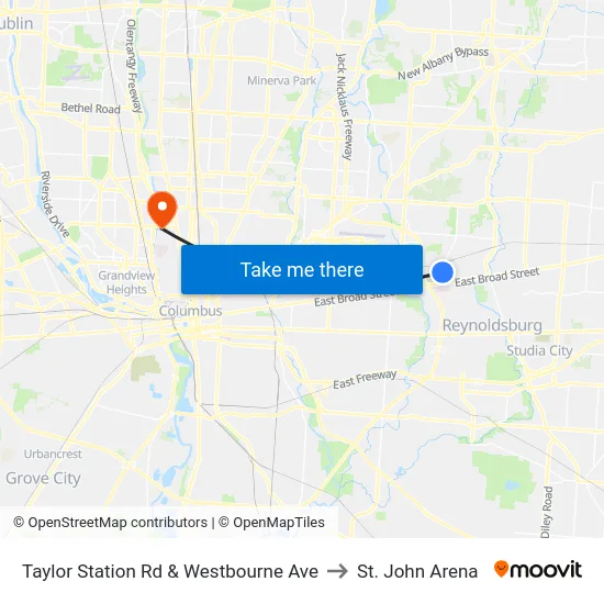Taylor Station Rd & Westbourne Ave to St. John Arena map