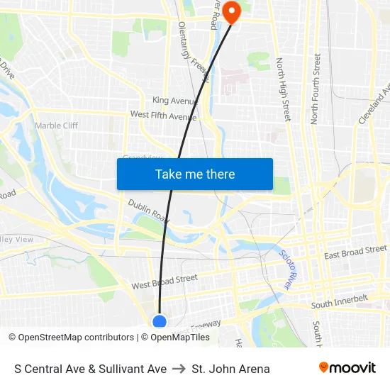 S Central Ave & Sullivant Ave to St. John Arena map