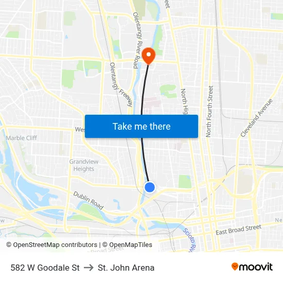 582 W Goodale St to St. John Arena map