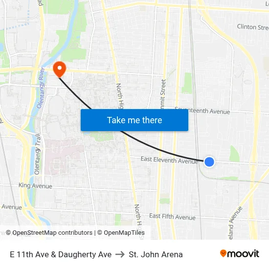 E 11th Ave & Daugherty Ave to St. John Arena map