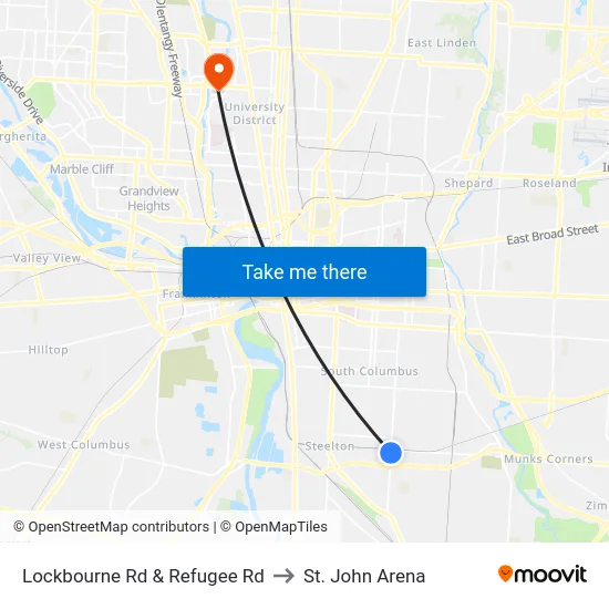 Lockbourne Rd & Refugee Rd to St. John Arena map