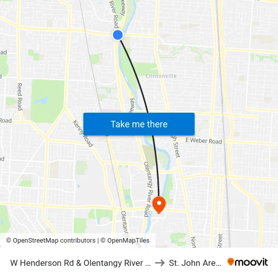 W Henderson Rd & Olentangy River Rd to St. John Arena map