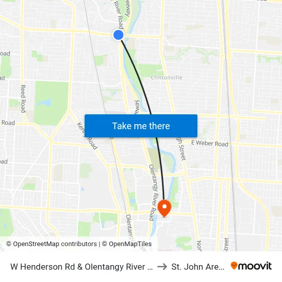 W Henderson Rd & Olentangy River Rd to St. John Arena map