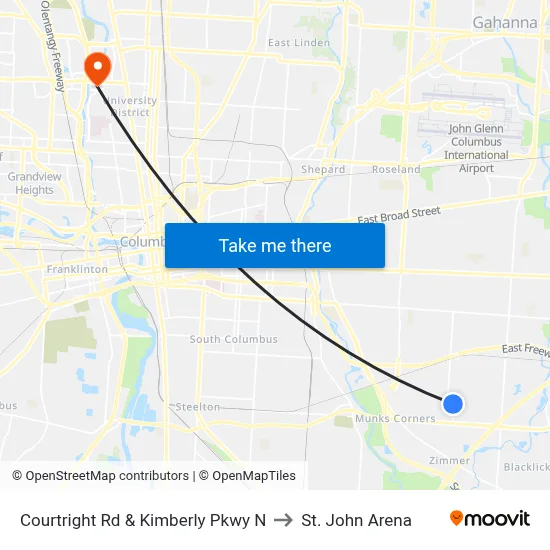 Courtright Rd & Kimberly Pkwy N to St. John Arena map