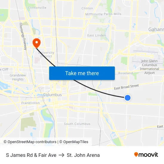 S James Rd & Fair Ave to St. John Arena map