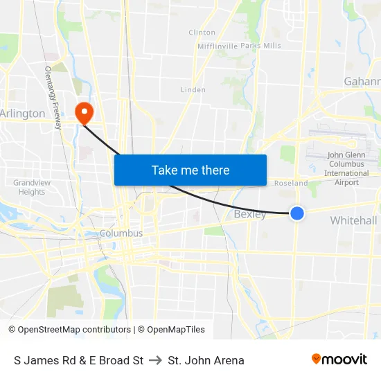 S James Rd & E Broad St to St. John Arena map