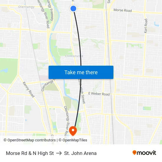 Morse Rd & N High St to St. John Arena map