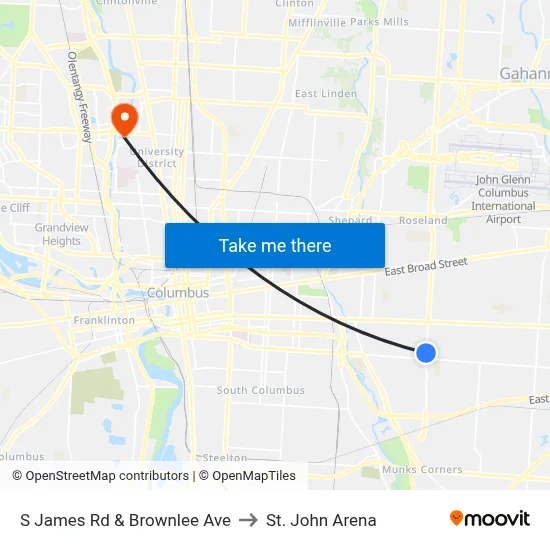 S James Rd & Brownlee Ave to St. John Arena map